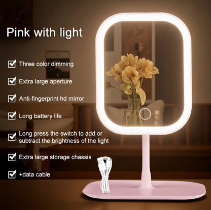 Touch LED makeup and skincare mirror