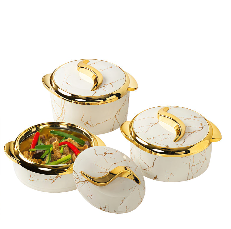 3 piece Marble white insulated food warmer