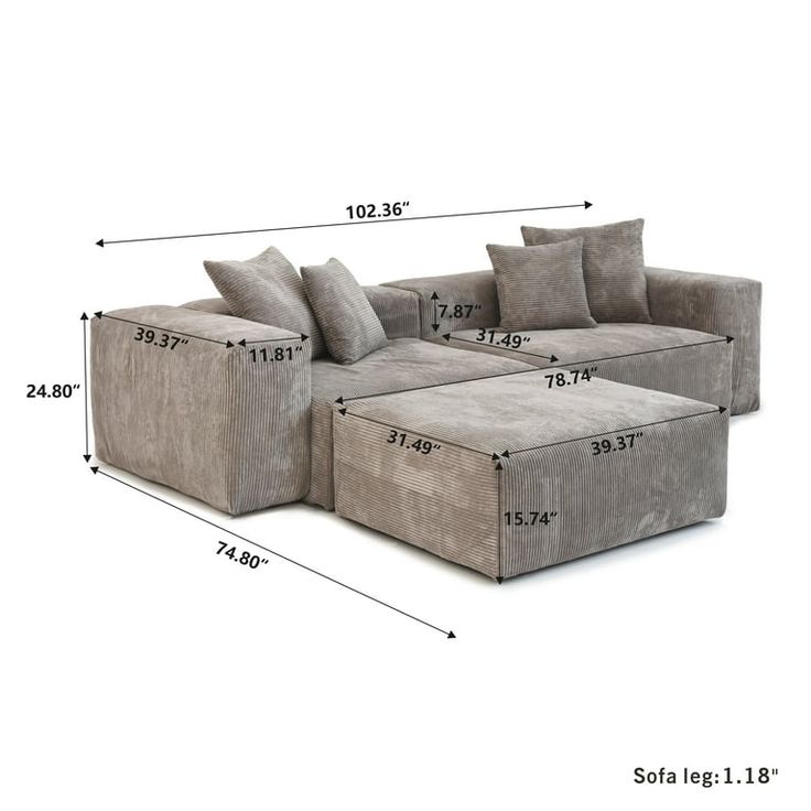 Corduroy L-Shape Sofa